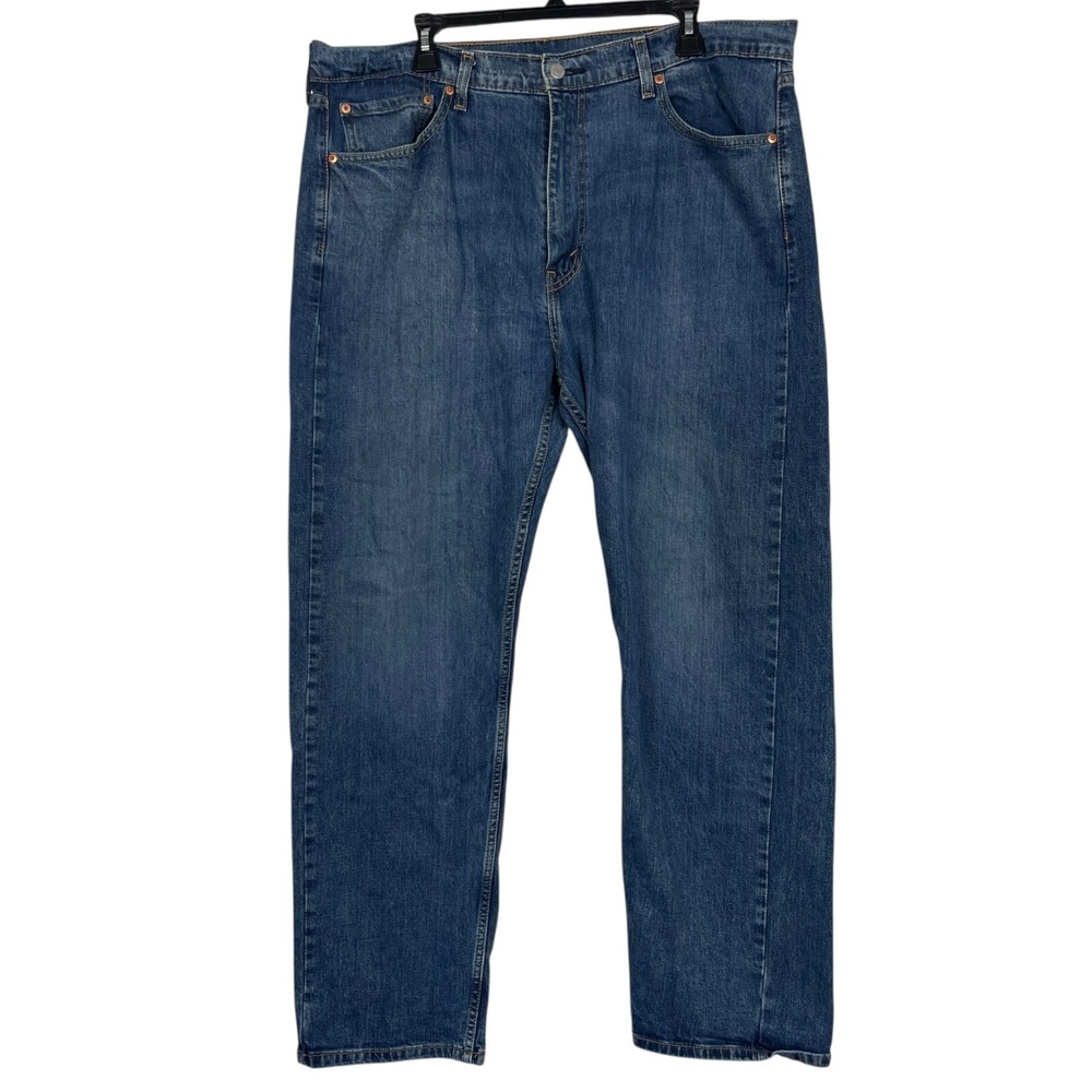 Levis 505 Regular‎ Fit Straight 40x30 Cotton Medium Wash Denim Blue Jeans Zip